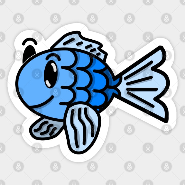 Blue Fish Sticker by IgorAndMore